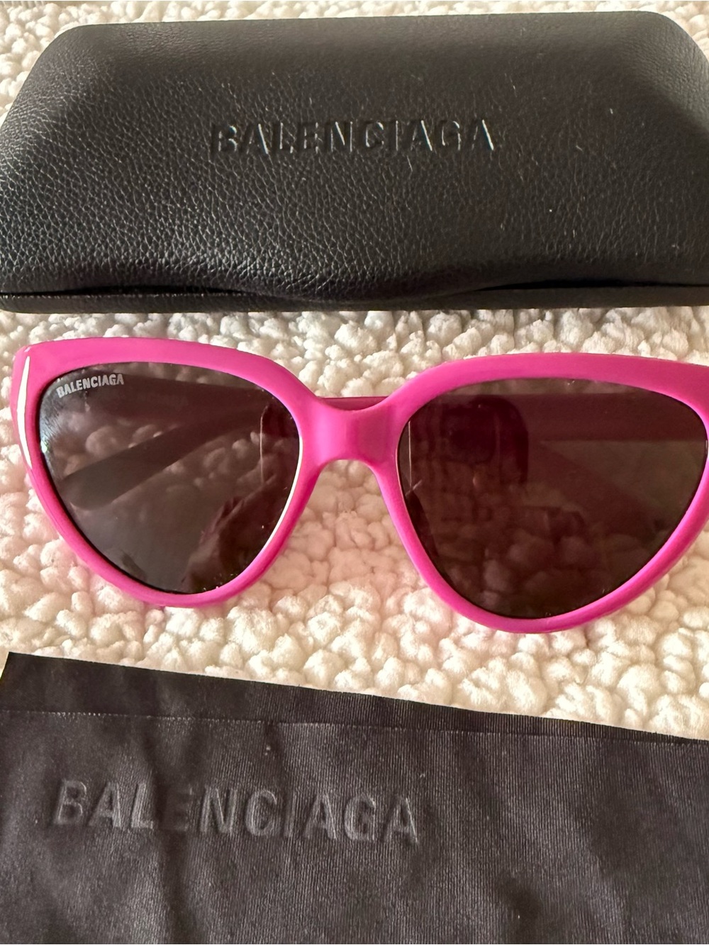 Balenciaga Pink Cat-Eye Sunglasses with Dark Lenses